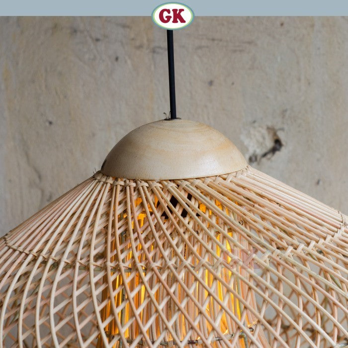 Kap Lampu Gantung Rotan KUBAH 04 - Dekorasi Lampu Hias Cafe Minimalis