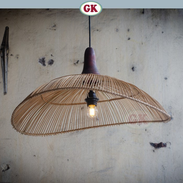 Kap Lampu Gantung Rotan KUBAH 02 - Dekorasi Lampu Hias Rotan Kafe