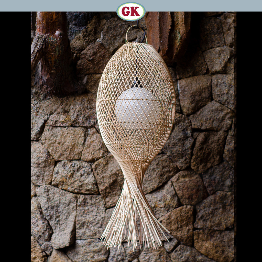 Kap Lampu Gantung Rotan FIBER 04 D30 - Artistic Rattan Lampshade Perfect Interior Decor for Livingroom, Bedroom, or Longue.