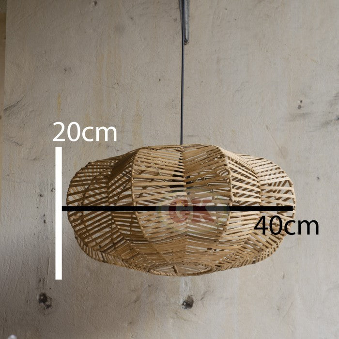Kap Lampu Rotan BASIC 34 D40 - Handcrafted Rattan Lampshade Perfect Interior Decor for Cafe, Resto, or Home.