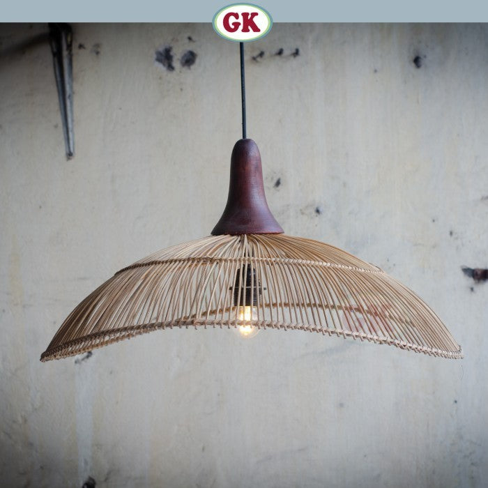 Kap Lampu Gantung Rotan KUBAH 02 - Dekorasi Lampu Hias Rotan Kafe