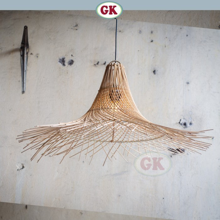 Kap Lampu Gantung Rotan RUSTIC 06 - Artistic Rattan Lampshade Perfect Interior Decor for Livingroom, Bedroom, or Longue.