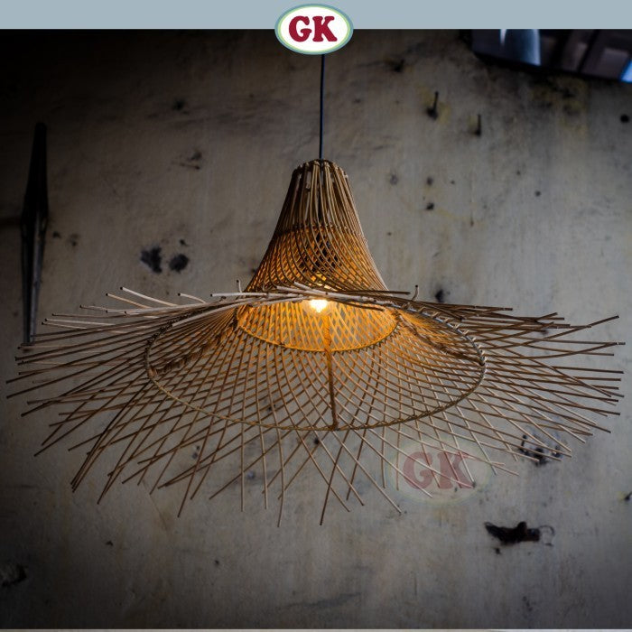 Kap Lampu Gantung Rotan RUSTIC 06 - Artistic Rattan Lampshade Perfect Interior Decor for Livingroom, Bedroom, or Longue.
