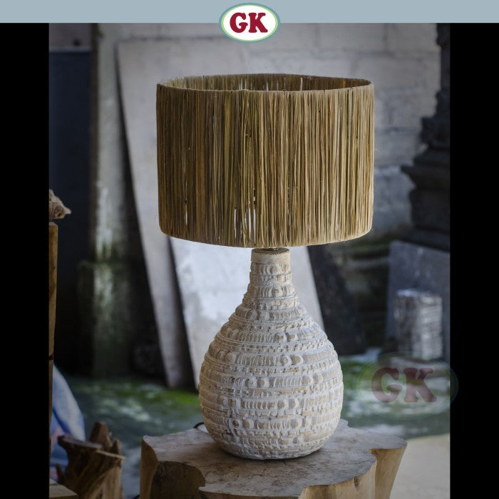 Kap Lampu Meja Rotan RUSTIC 23 D30 - Handwoven Rattan Table Lampshade Elegant Natural Decor for Bedroom, Livingroom, Lounge or Workspace.