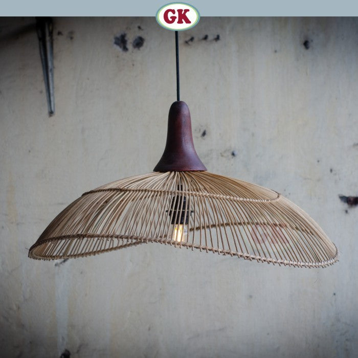 Kap Lampu Gantung Rotan KUBAH 02 - Dekorasi Lampu Hias Rotan Kafe