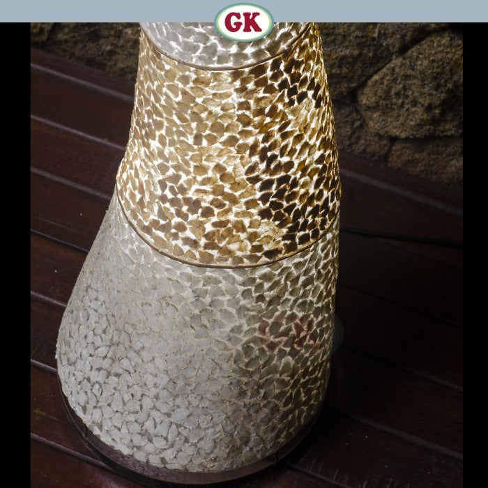 Kap Lampu Standing Kulit Kerang RUSTIC 33 D40 - Organic Floor Lampshade with Raw Capiz Shell for Tropical Hotel, Villa, Workspace, Spa, or Coastal Home Decor.
