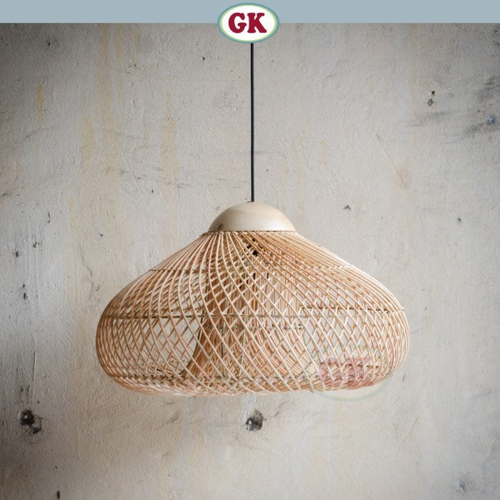 Kap Lampu Gantung Rotan KUBAH 04 - Dekorasi Lampu Hias Cafe Minimalis