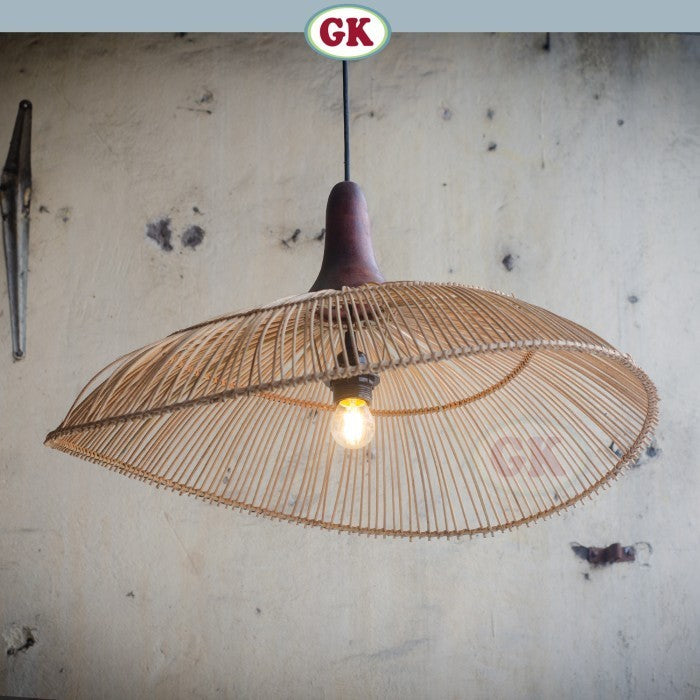 Kap Lampu Gantung Rotan KUBAH 02 - Dekorasi Lampu Hias Rotan Kafe