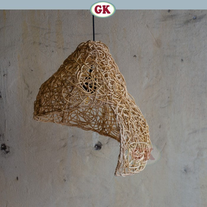 Kap Lampu Sarang BASIC 35 - Handcrafted Rattan Lampshade Perfect Interior Decor for Cafe, Resto, or Home.
