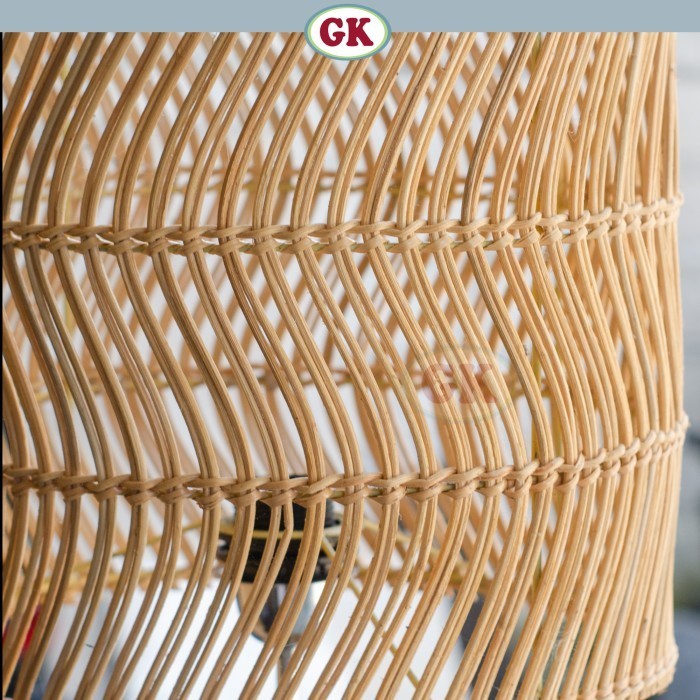 Kap Lampu Meja Rotan RUSTIC 16 D30 - Handwoven Rattan Table Lampshade Elegant Natural Decor for Bedroom, Livingroom, Lounge or Workspace.