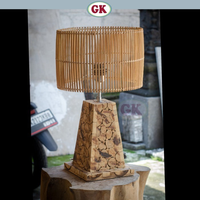 Kap Lampu Meja Rotan RUSTIC 17 D30 - Handwoven Rattan Table Lampshade Elegant Natural Decor for Bedroom, Livingroom, Lounge or Workspace.