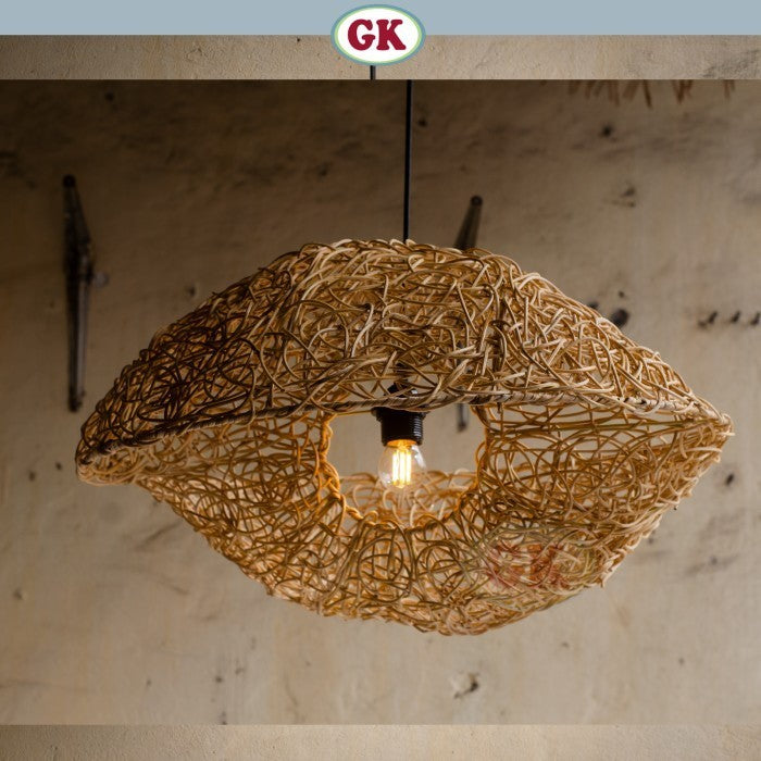 Kap Lampu Rotan BASIC 54 D60 - Handcrafted Rattan Lampshade Perfect Interior Decor for Cafe, Resto, Hotel or Home.