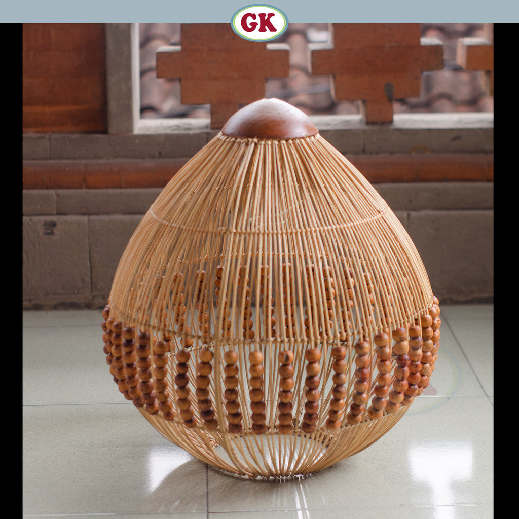 Kap Lampu Gantung Rotan KUBAH 16 - Dekorasi Lampu Manik Rattan