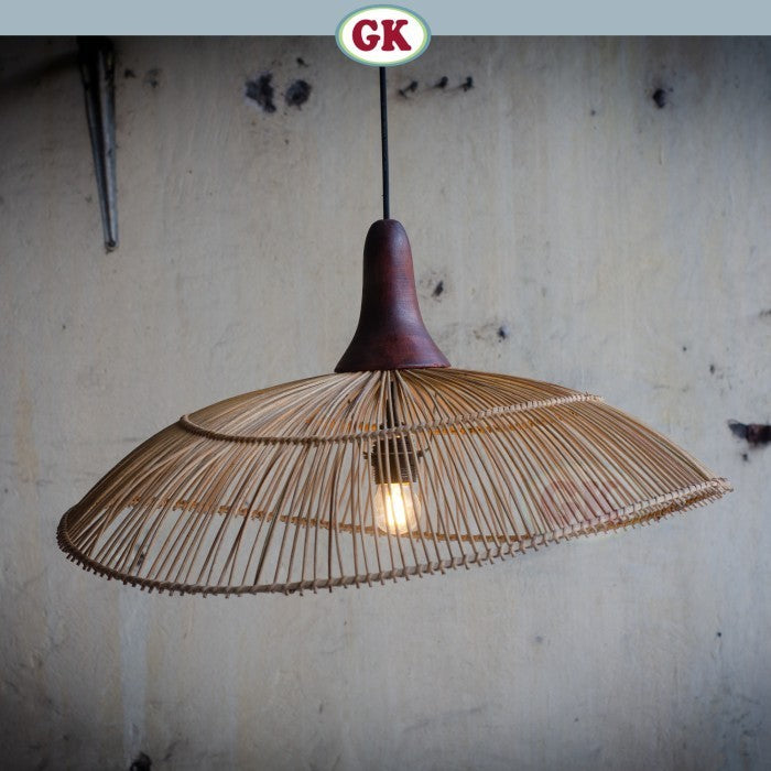 Kap Lampu Gantung Rotan KUBAH 02 - Dekorasi Lampu Hias Rotan Kafe