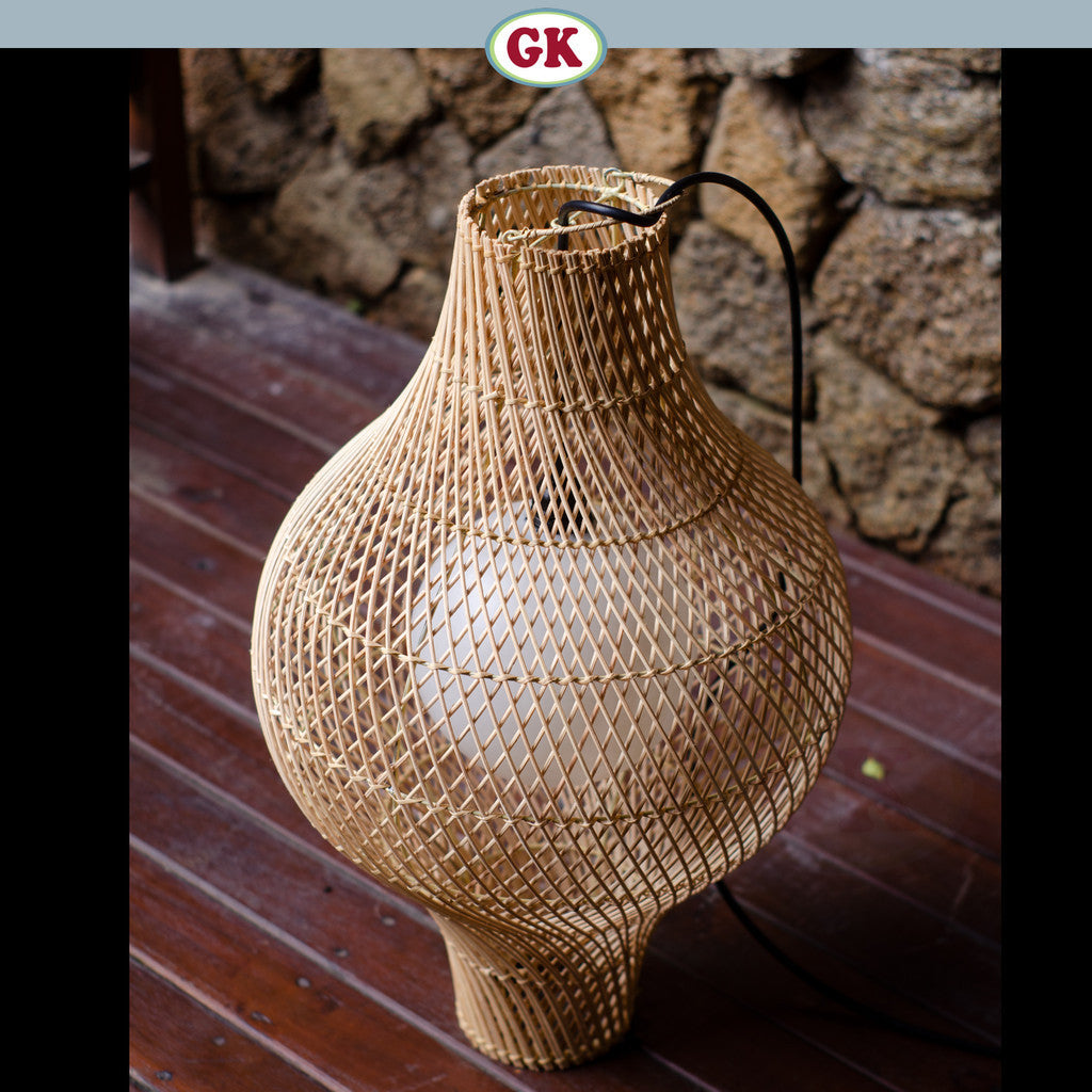 Kap Lampu Gantung Rotan FIBER 03 D40 - Artistic Rattan Lampshade Perfect Interior Decor for Livingroom, Bedroom, or Longue.