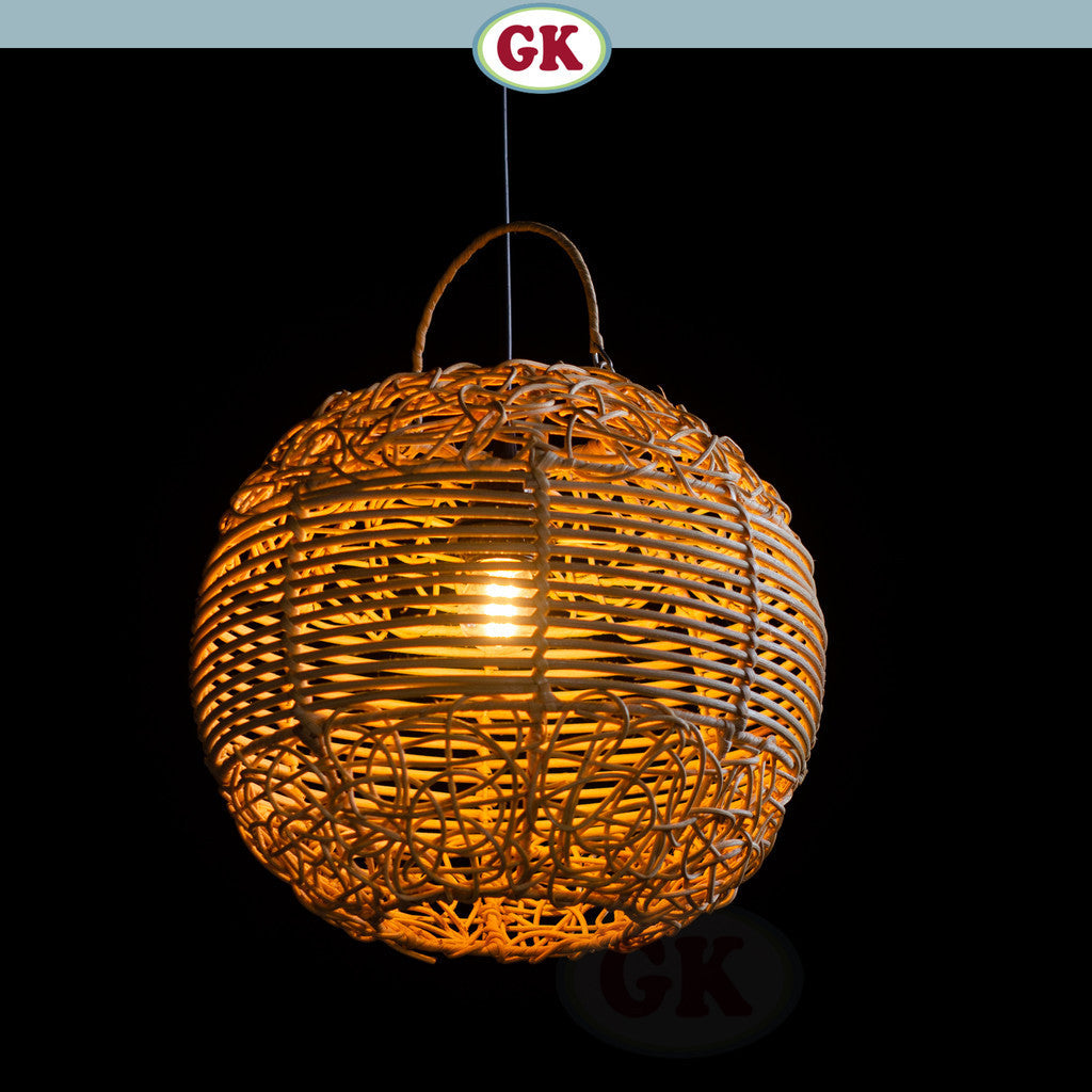 Kap Lampu Gantung Rotan BASIC 42 D30 - Rattan Unique Lantern Ornamental For Natural Atmosphere in Home, Resto, Cafe, Hotel, or Villa.