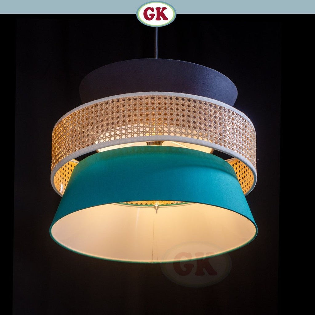 Kap Lampu Gantung Kain NORDIC 03 D50 - Artistic Modern Minimalist Rattan Lampshade Perfect Interior Decor for Livingroom, Bedroom, or Longue.