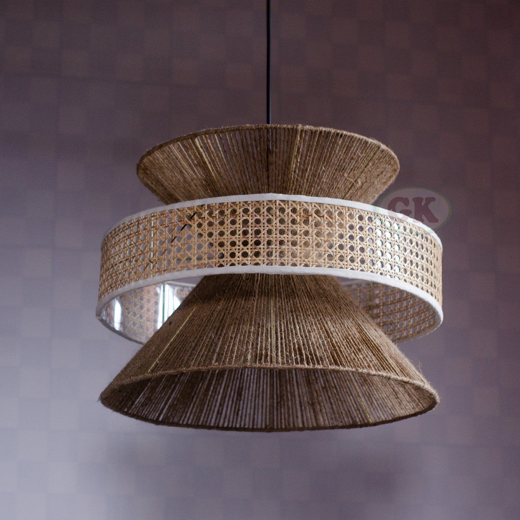 Kap Lampu Gantung Kain NORDIC 05 D50 - Artistic Modern Minimalist Rattan Lampshade Perfect Interior Decor for Livingroom, Bedroom, or Longue.