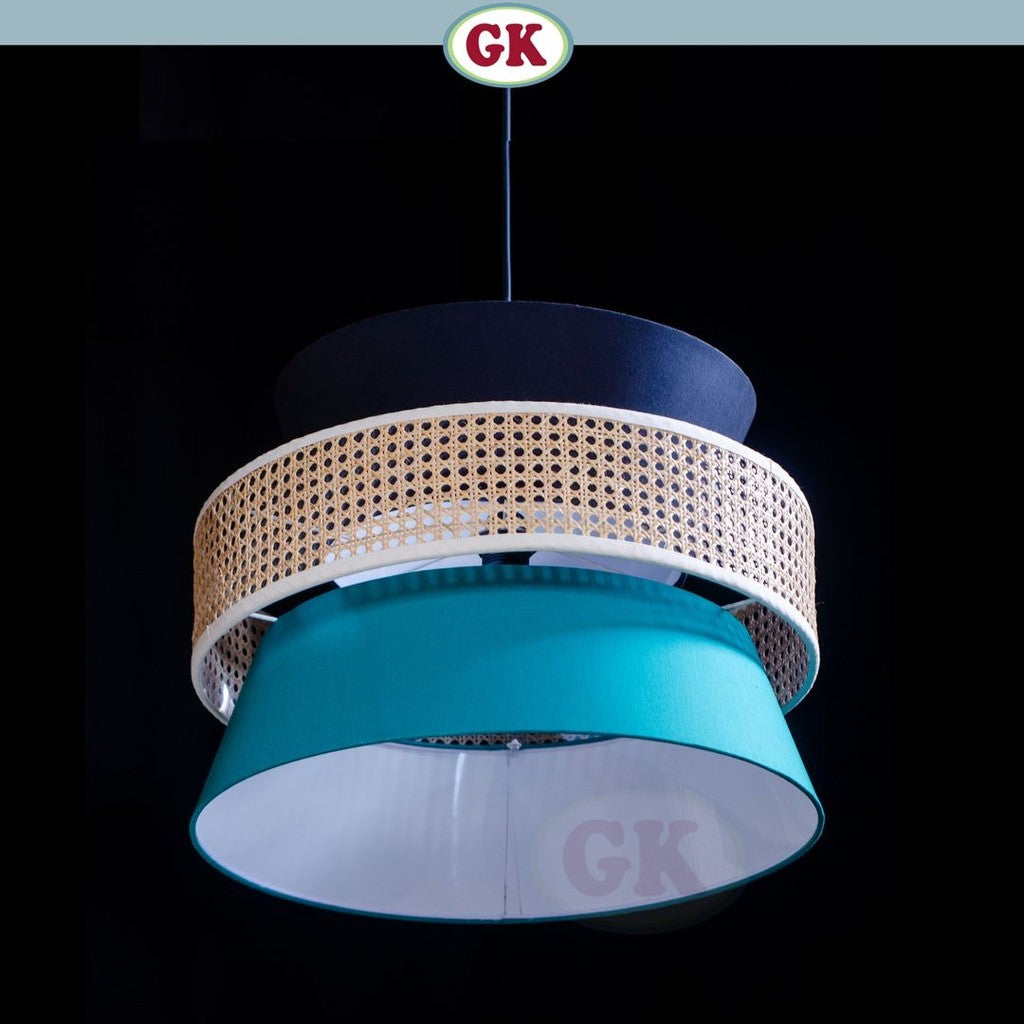 Kap Lampu Gantung Kain NORDIC 03 D50 - Artistic Modern Minimalist Rattan Lampshade Perfect Interior Decor for Livingroom, Bedroom, or Longue.