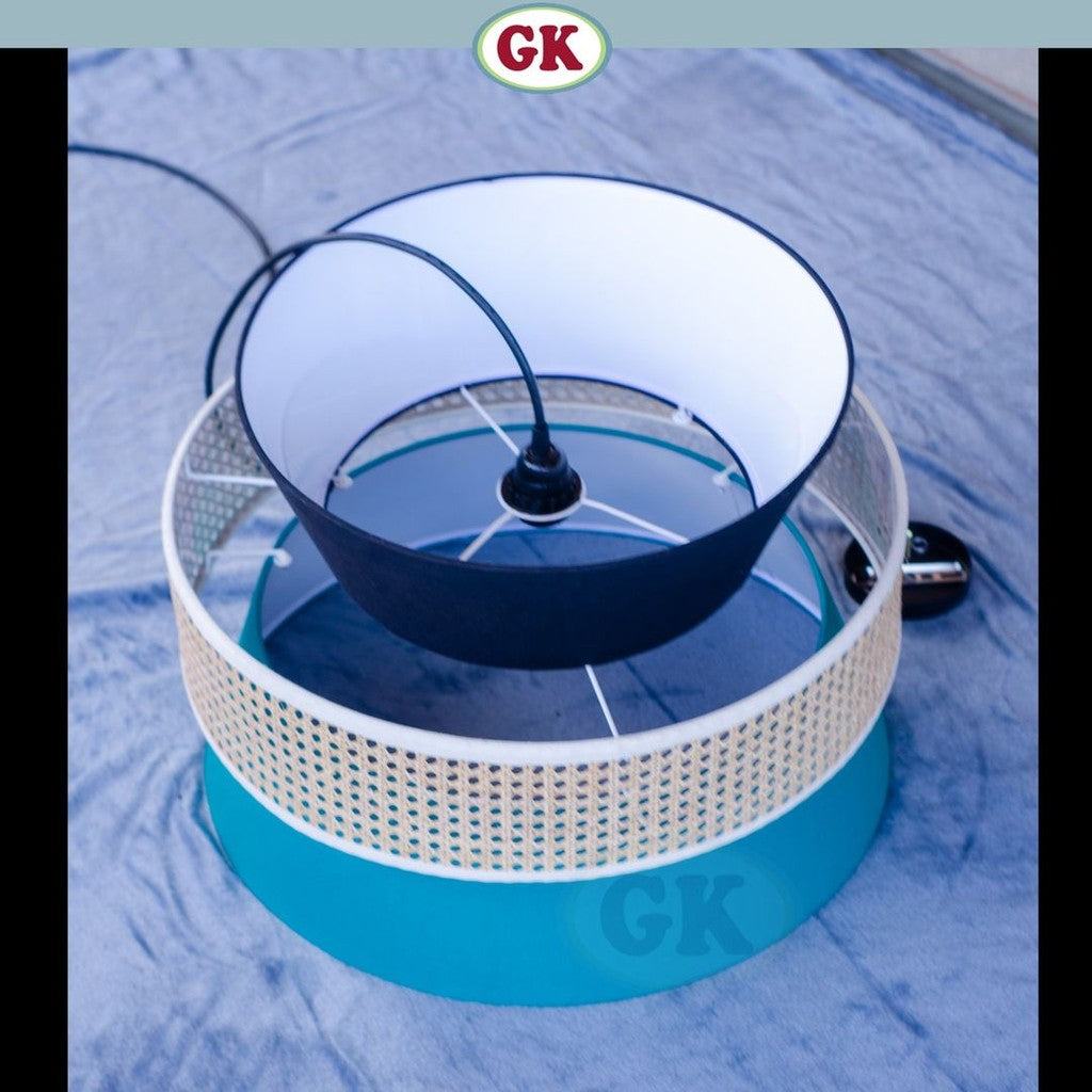 Kap Lampu Gantung Kain NORDIC 03 D50 - Artistic Modern Minimalist Rattan Lampshade Perfect Interior Decor for Livingroom, Bedroom, or Longue.