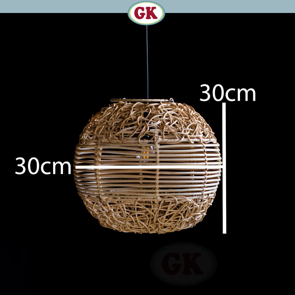 Kap Lampu Gantung Rotan BASIC 42 D30 - Rattan Unique Lantern Ornamental For Natural Atmosphere in Home, Resto, Cafe, Hotel, or Villa.