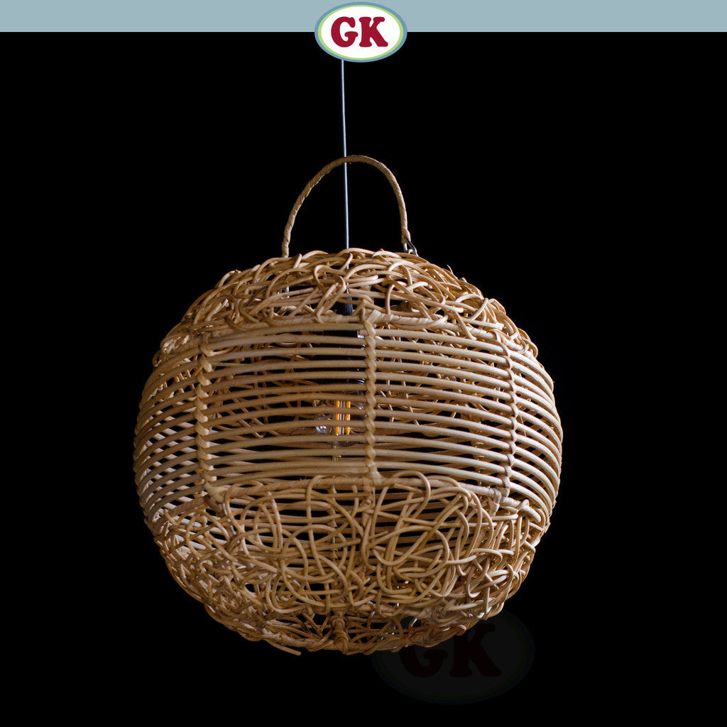 Kap Lampu Gantung Rotan BASIC 42 D30 - Rattan Unique Lantern Ornamental For Natural Atmosphere in Home, Resto, Cafe, Hotel, or Villa.
