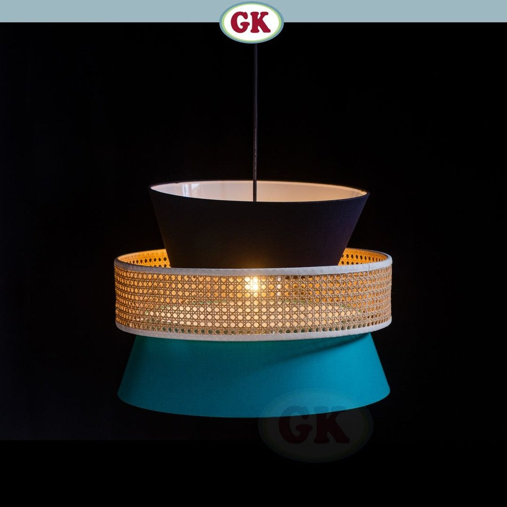 Kap Lampu Gantung Kain NORDIC 03 D50 - Artistic Modern Minimalist Rattan Lampshade Perfect Interior Decor for Livingroom, Bedroom, or Longue.
