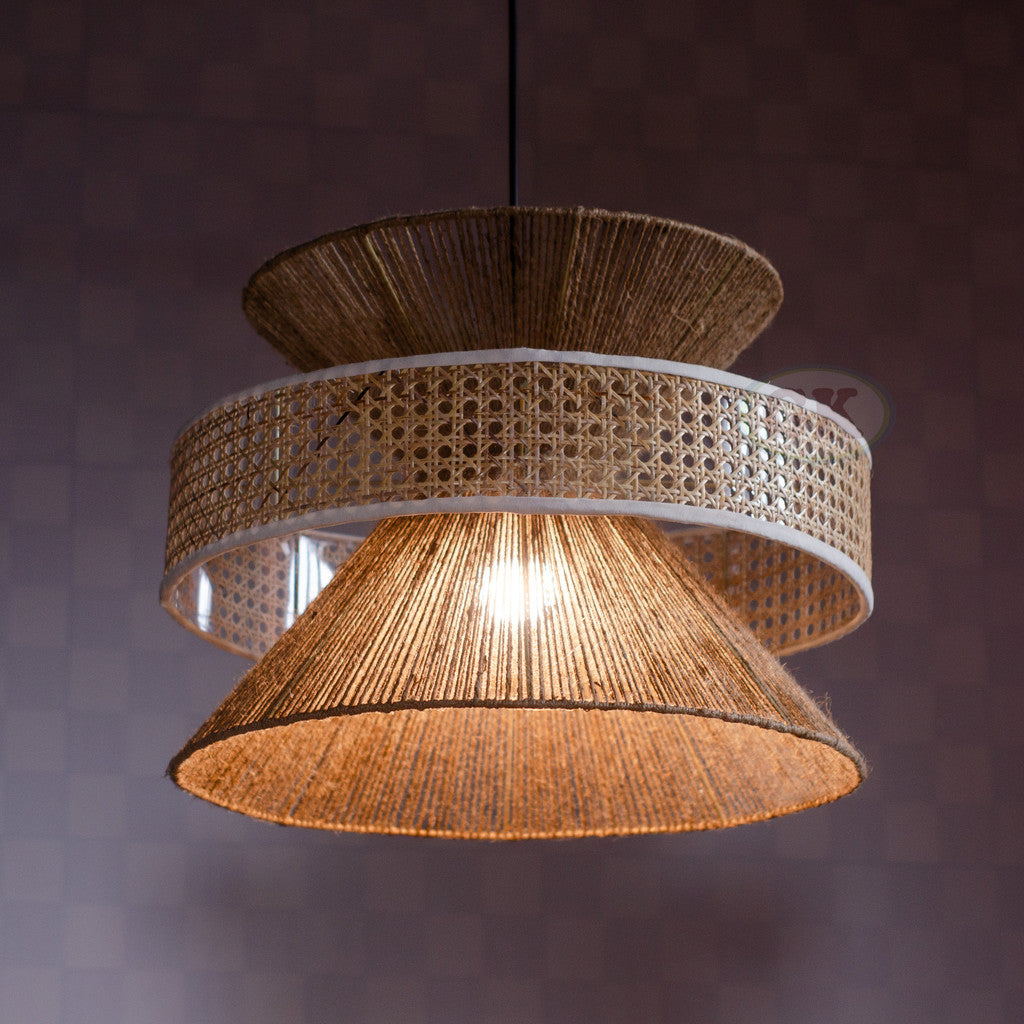 Kap Lampu Gantung Kain NORDIC 05 D50 - Artistic Modern Minimalist Rattan Lampshade Perfect Interior Decor for Livingroom, Bedroom, or Longue.