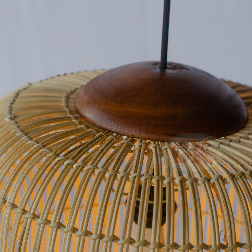Kap Lampu Gantung Rotan KUBAH 21 D40 - Dekorasi Lampu Aesthetic Interior Cafe
