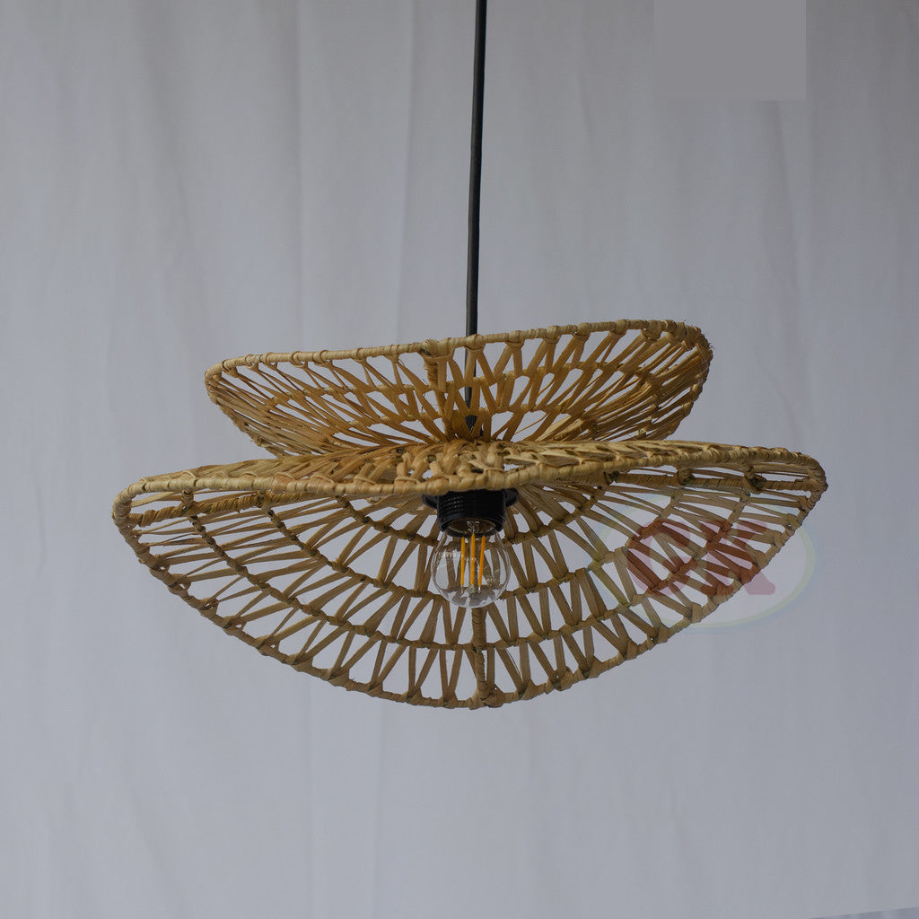 Kap Lampu Gantung Rotan RUSTIC 13 D40 - Artistic Rattan Butterfly Lampshade Perfect Interior Decor for Livingroom, Bedroom, or Longue.