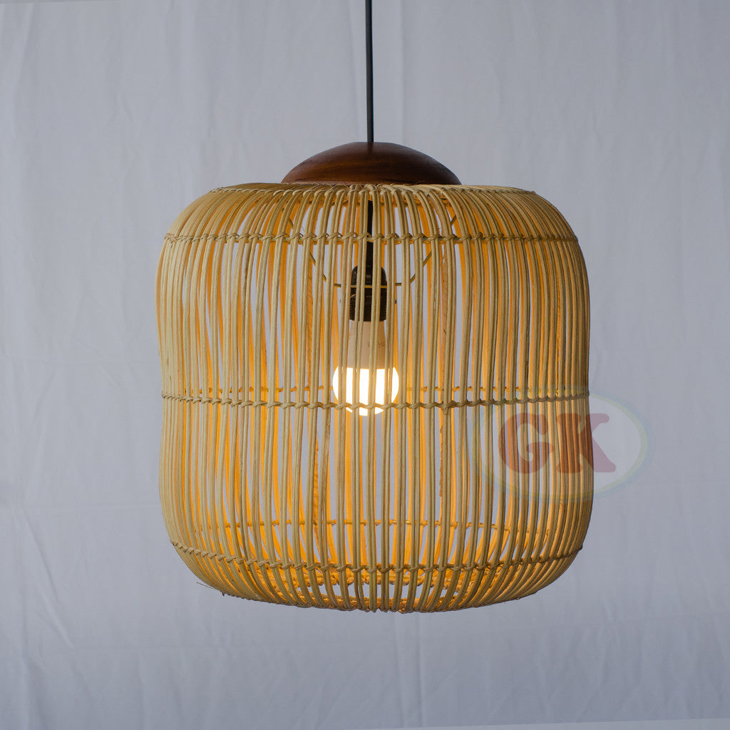 Kap Lampu Gantung Rotan KUBAH 21 D40 - Dekorasi Lampu Aesthetic Interior Cafe