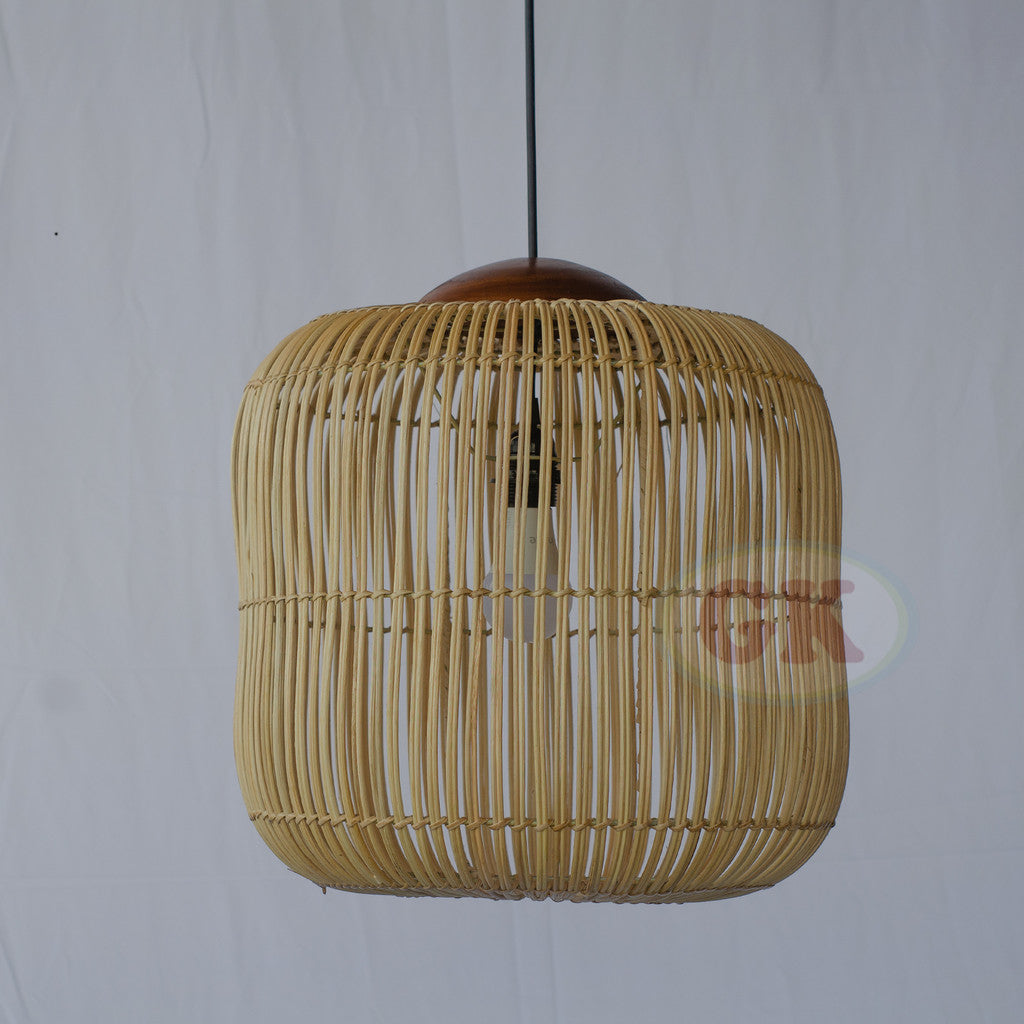 Kap Lampu Gantung Rotan KUBAH 21 D40 - Dekorasi Lampu Aesthetic Interior Cafe