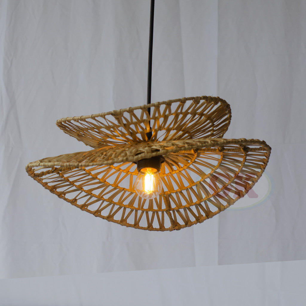 Kap Lampu Gantung Rotan RUSTIC 13 D40 - Artistic Rattan Butterfly Lampshade Perfect Interior Decor for Livingroom, Bedroom, or Longue.