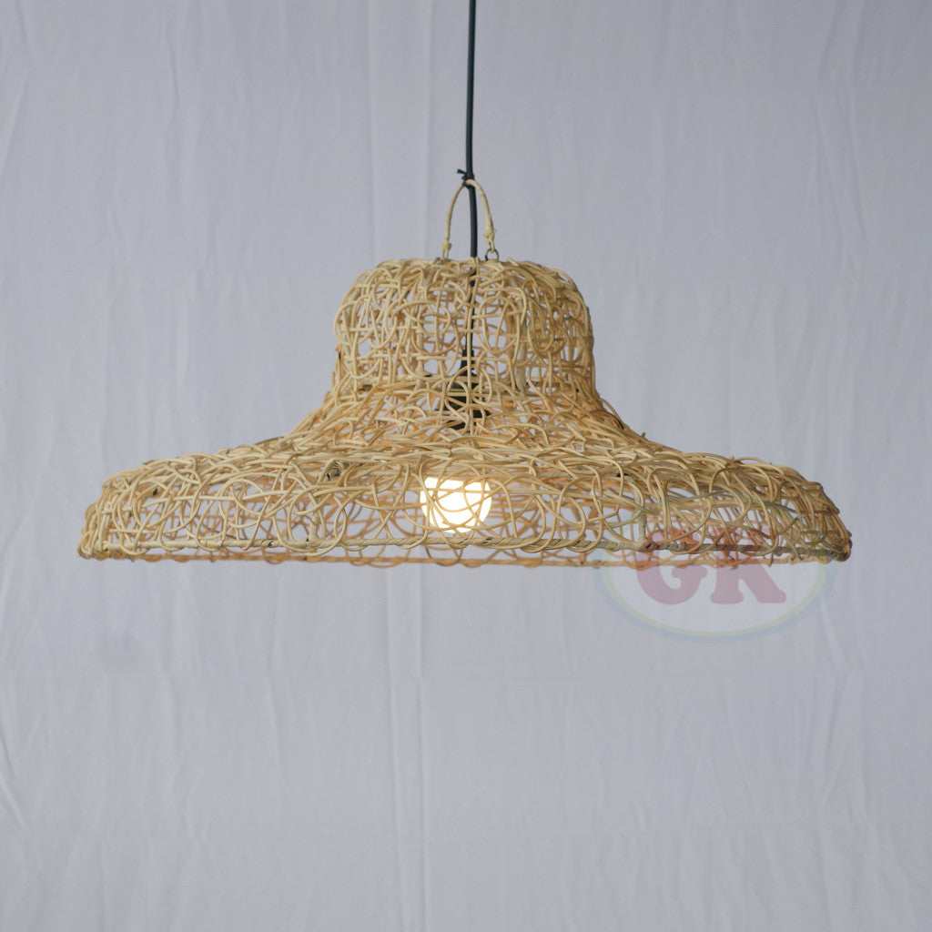 Kap Lampu Gantung Rotan RUSTIC 36 D60 - Artistic Rattan Lampshade Perfect Interior Decor for Livingroom, Bedroom, or Longue.