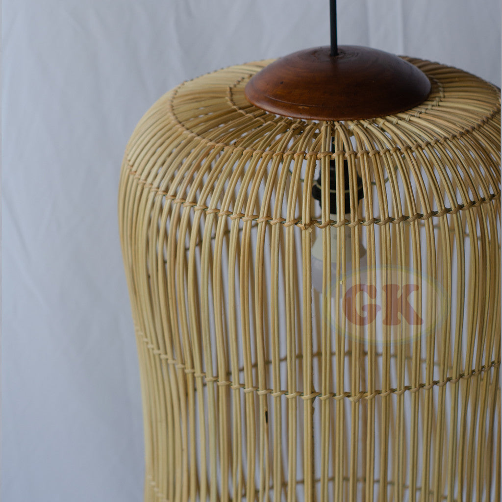 Kap Lampu Gantung Rotan KUBAH 15 - Dekorasi Lampu Silinder Sarang Rotan