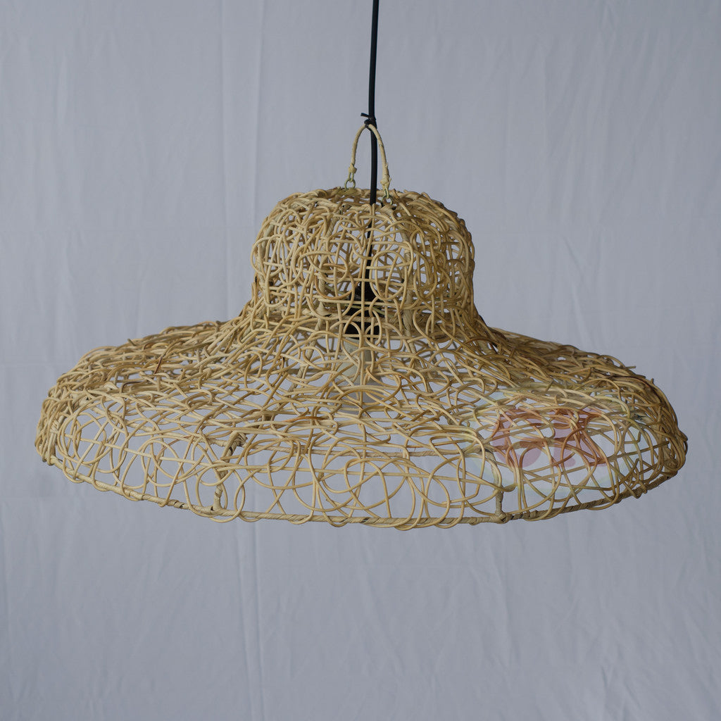 Kap Lampu Gantung Rotan RUSTIC 36 D60 - Artistic Rattan Lampshade Perfect Interior Decor for Livingroom, Bedroom, or Longue.