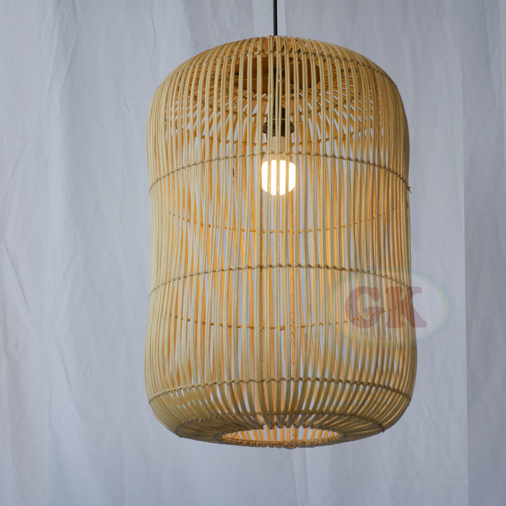 Kap Lampu Gantung Rotan KUBAH 15 - Dekorasi Lampu Silinder Sarang Rotan