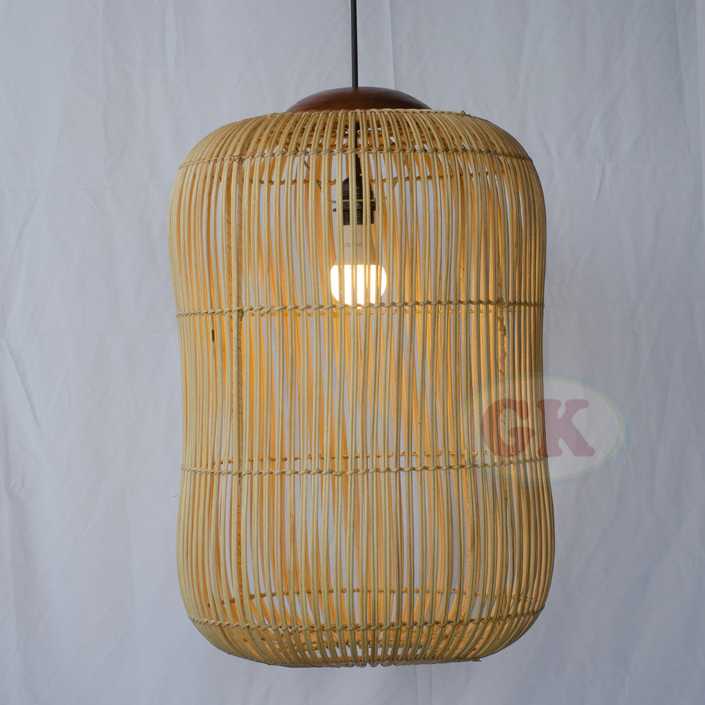 Kap Lampu Gantung Rotan KUBAH 15 - Dekorasi Lampu Silinder Sarang Rotan