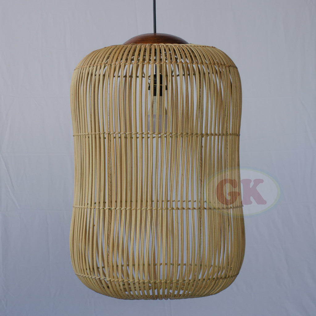 Kap Lampu Gantung Rotan KUBAH 15 - Dekorasi Lampu Silinder Sarang Rotan