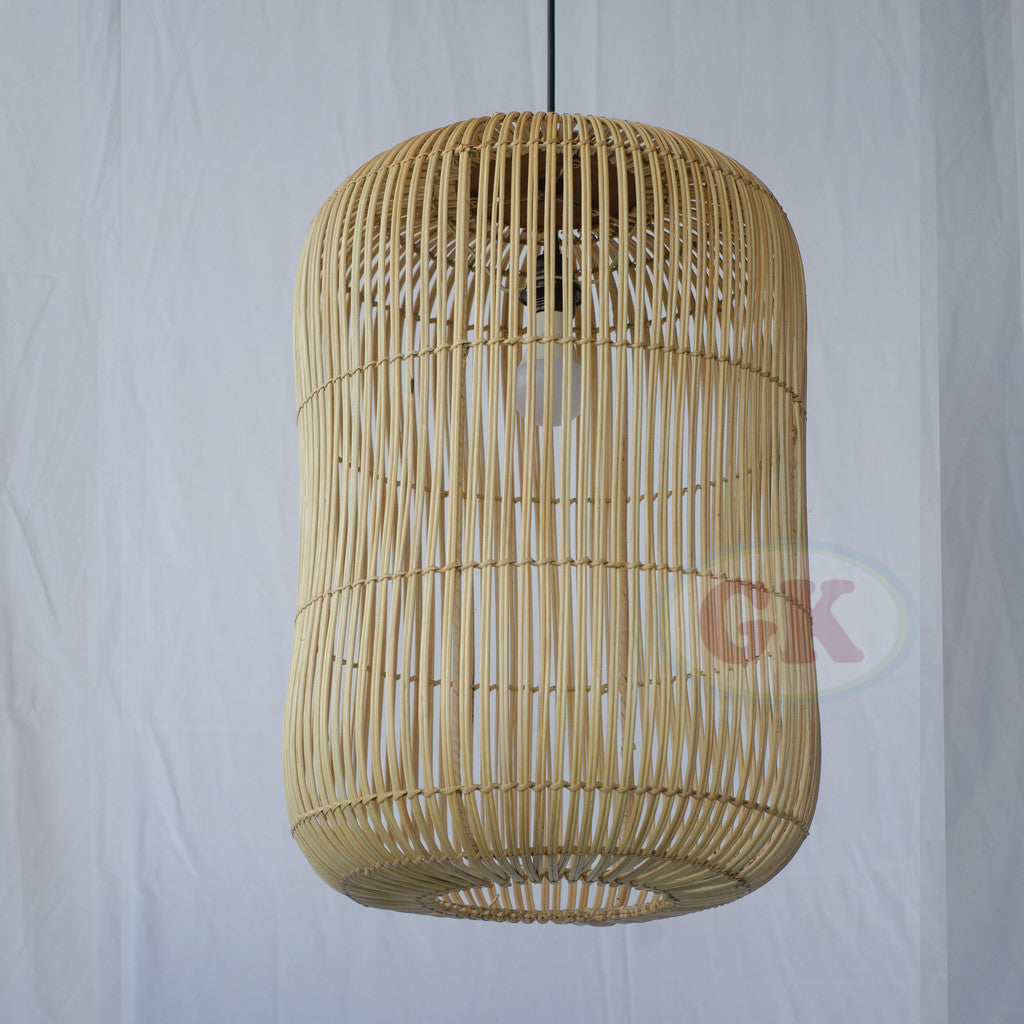 Kap Lampu Gantung Rotan KUBAH 15 - Dekorasi Lampu Silinder Sarang Rotan