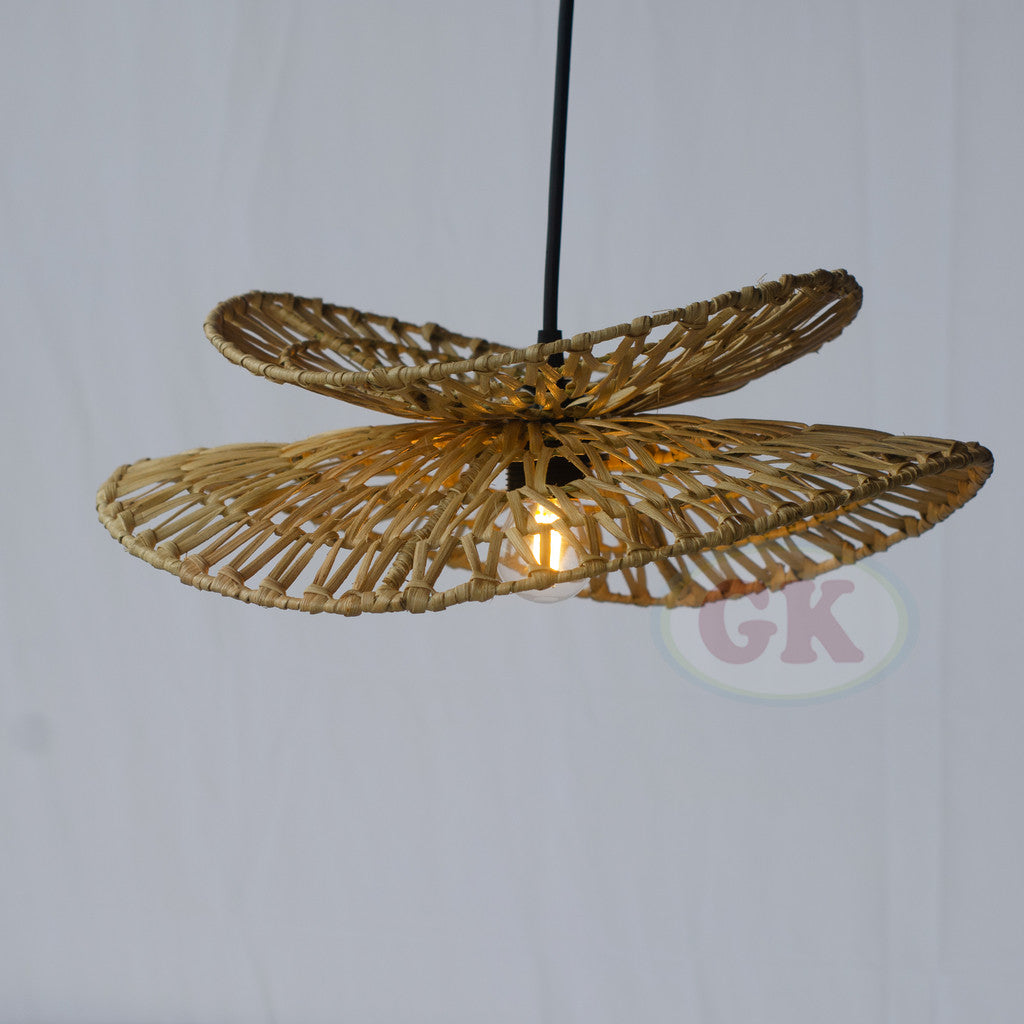 Kap Lampu Gantung Rotan RUSTIC 13 D40 - Artistic Rattan Butterfly Lampshade Perfect Interior Decor for Livingroom, Bedroom, or Longue.