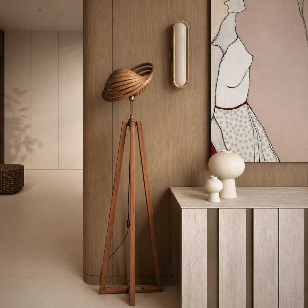 Standing Lamp Kayu & Kap Bambu – Lampu Lantai Artistic Natural Dekorasi Ruangan BAMBOO 13