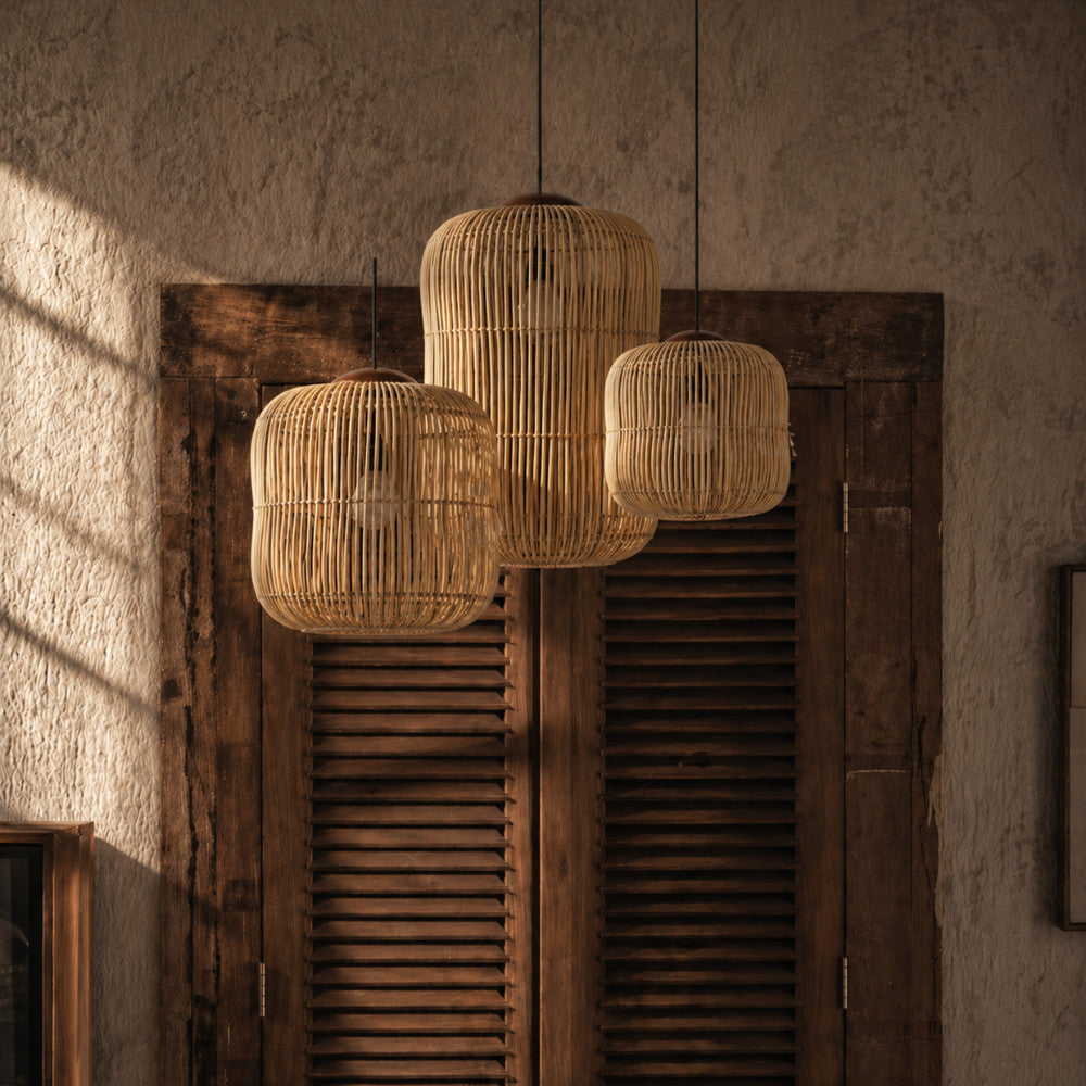 [Bundling] Rattan Wooden Pendant Lampshade Lampu Gantung Set 3 – Kubah Set 03