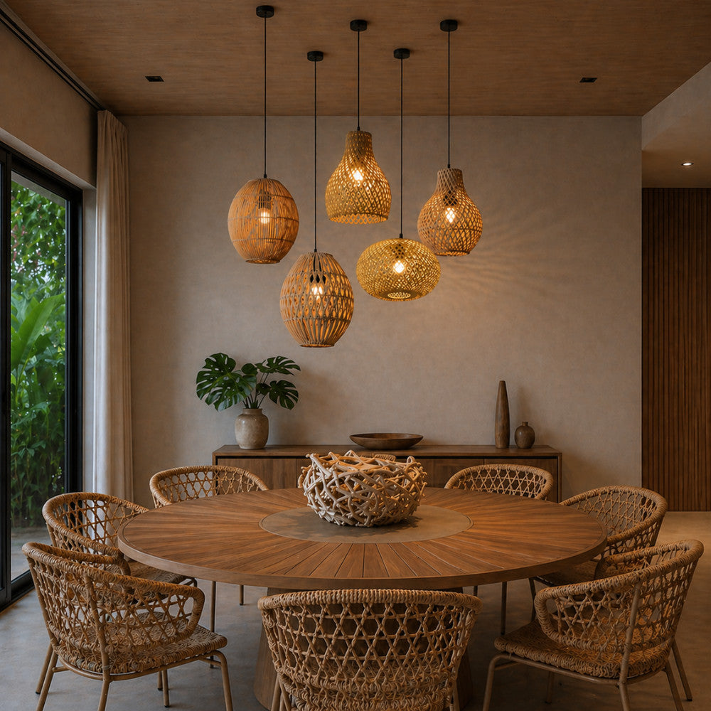 [Bundling] Rattan Hanging Light Cluster – Natural Woven Interior Lighting Set BASIC SET 01