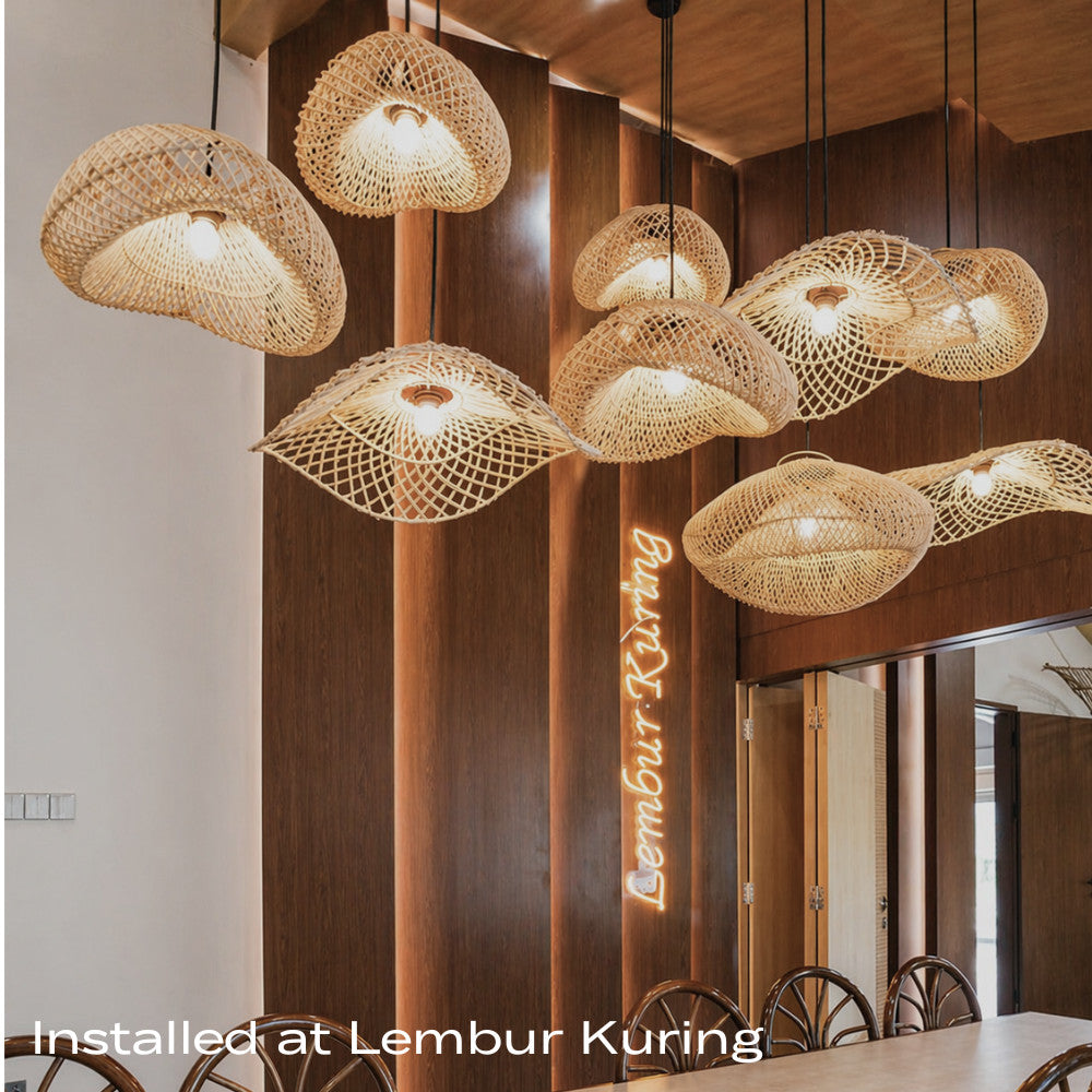 [Bundling] Set dining lampshade / kap rotan gantung 10 pcs - Dekorasi interior villa BASIC SET 02