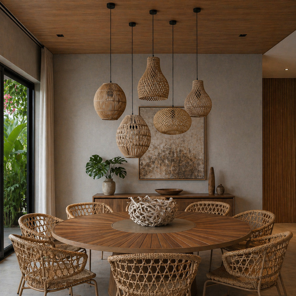 [Bundling] Rattan Hanging Light Cluster – Natural Woven Interior Lighting Set BASIC SET 01