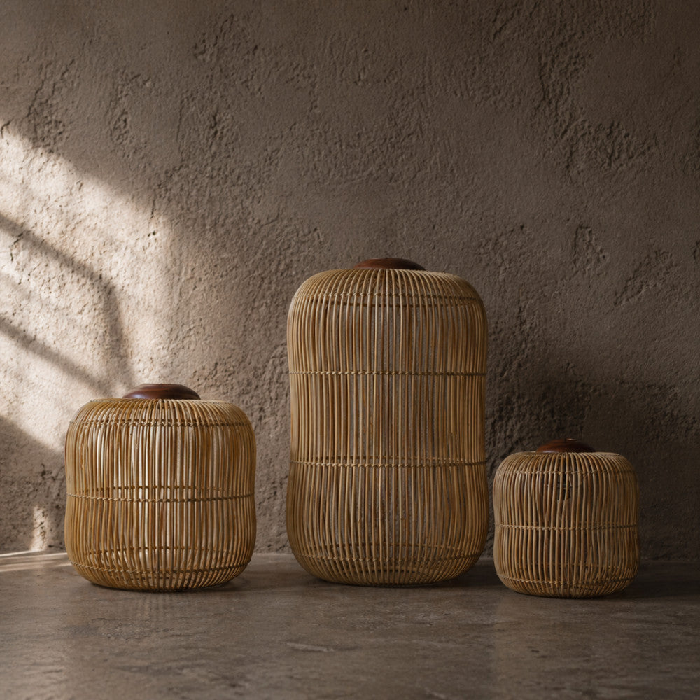 [Bundling] Rattan Wooden Pendant Lampshade Lampu Gantung Set 3 – Kubah Set 03