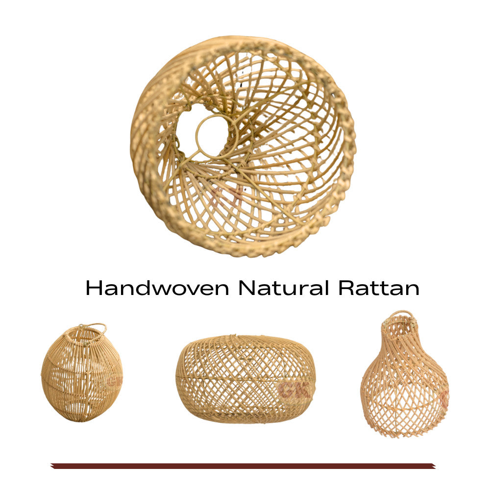 [Bundling] Rattan Hanging Light Cluster – Natural Woven Interior Lighting Set BASIC SET 01