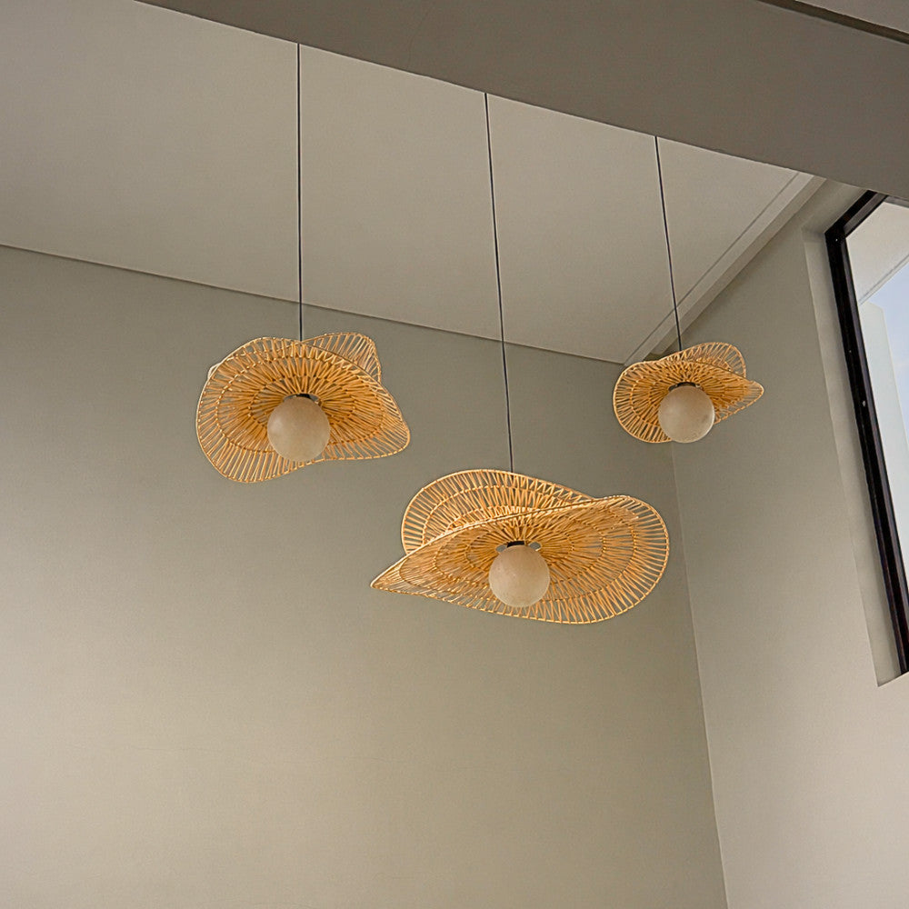 [Bundling] Rattan Pendant Light Set of 3 – Natural Handwoven Hanging Lamp RUSTIC SET 01
