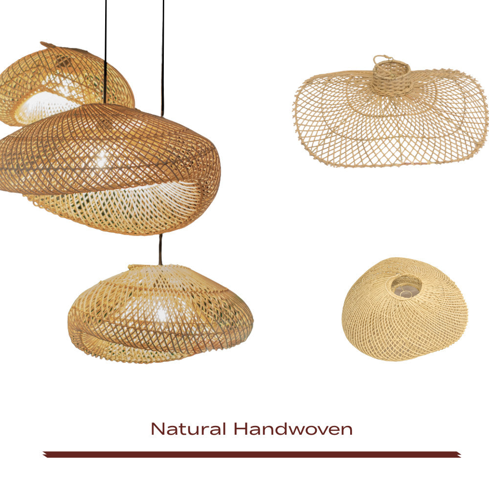 [Bundling] Set dining lampshade / kap rotan gantung 10 pcs - Dekorasi interior villa BASIC SET 02